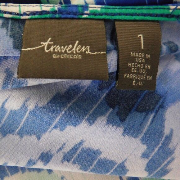 Chico's Travelers Open Front Lightweight Jacket top Slinky Blue Teal Blue 1 M - Picture 3 of 5